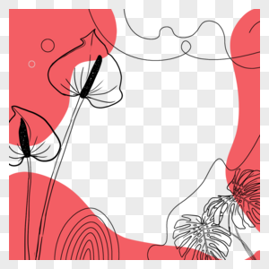 线描花卉叶子故事边框图片