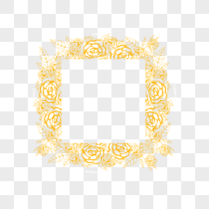金线金色花卉婚礼花边正方形玫瑰边框高清图片
