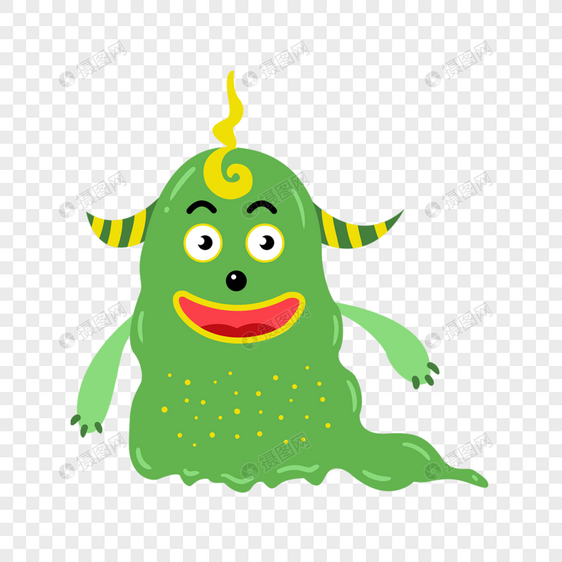 可爱绿色尖角香肠嘴卡通怪物图片