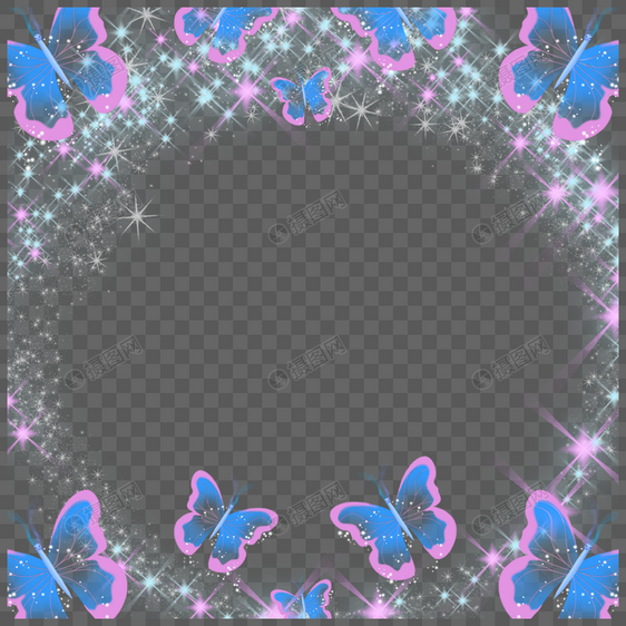 紫色光效蝴蝶边框装饰图片