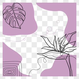 紫色线描花卉故事边框图片
