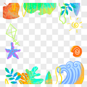 水彩叶子植物热带边框图片