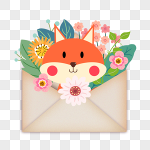 动物花卉信封可爱狐狸图片