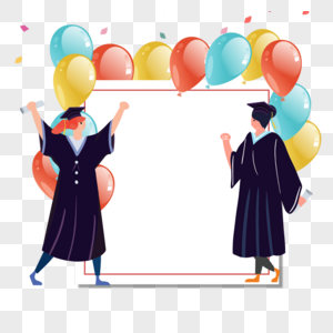 气球庆祝毕业生矩形边框图片