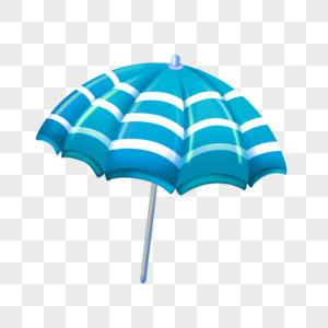 蓝色夏日沙滩上的遮阳伞图片