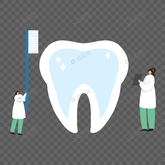 卡通刷牙牙科医生矢量元素图片