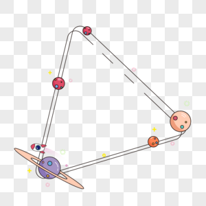 三角形星球卡通可爱风格宇宙星空星球多彩边框图片