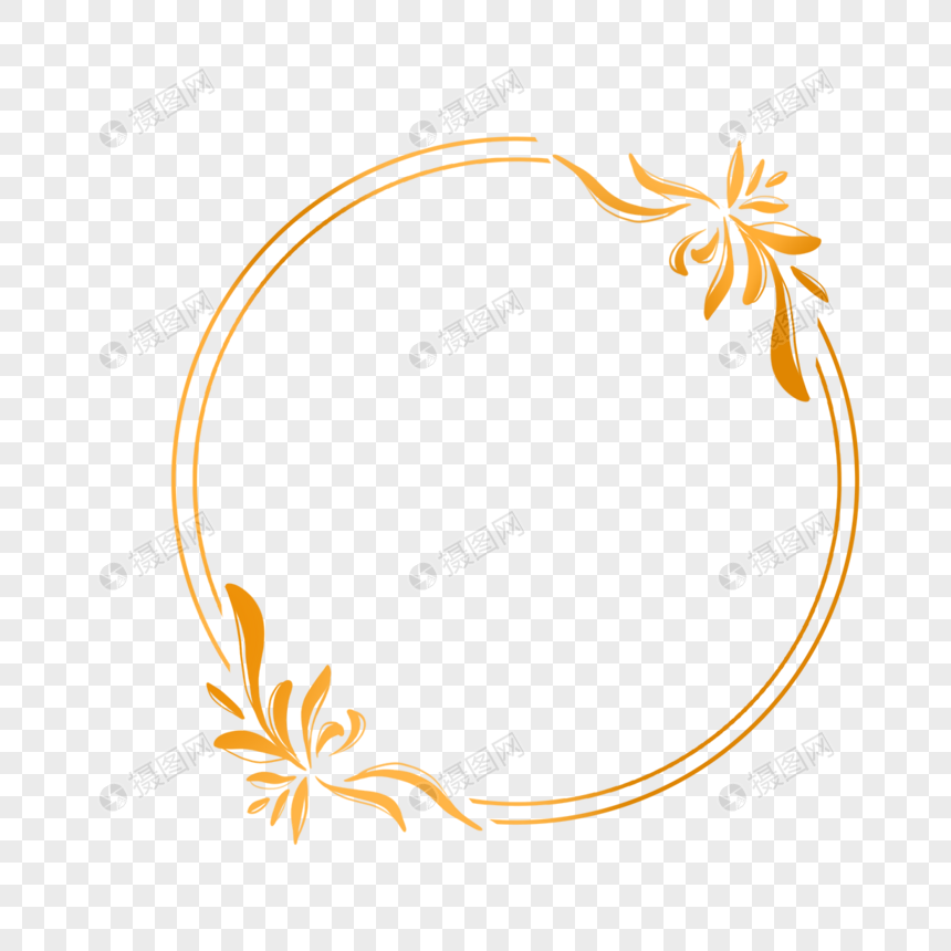 植物纹样金色圆形边框图片
