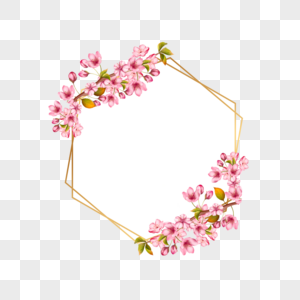 粉色樱花枝叶绽放边框图片