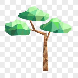 低聚立体抽象树木绿色图片