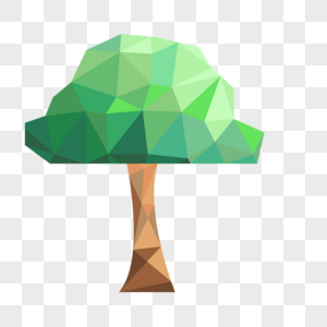 几何立体低聚多边形树木图片