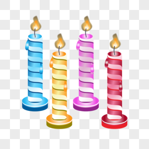 颜色矢量生日蜡烛PNG图片