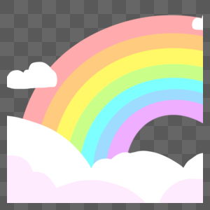 七彩剪纸彩虹卡通云朵背景高清图片