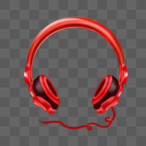 红色立体头戴式耳机图片
