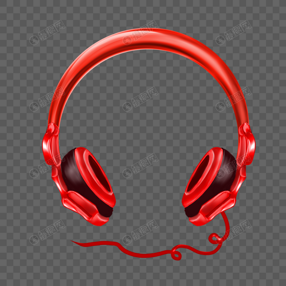 红色立体头戴式耳机图片