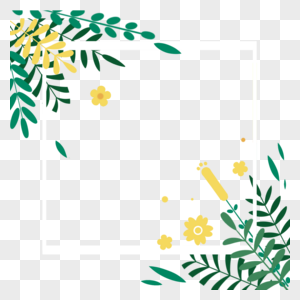 夏日树叶花朵装饰边框图片