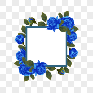 蓝色玫瑰婚礼边框新娘邀请卡图片