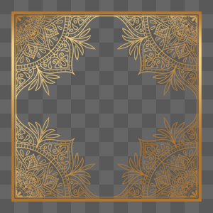 线条花纹金色曼陀罗装饰正方形边框图片