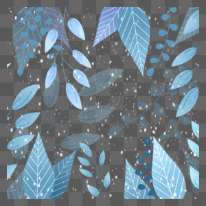 淡蓝色叶子冬季植物边框图片