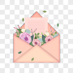 粉色母亲节花卉信封信纸图片