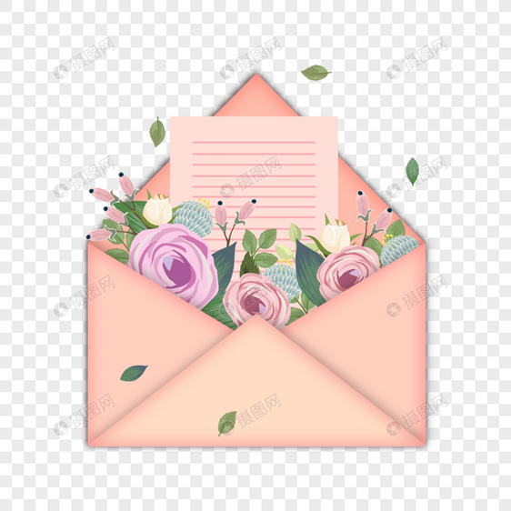 粉色母亲节花卉信封信纸图片