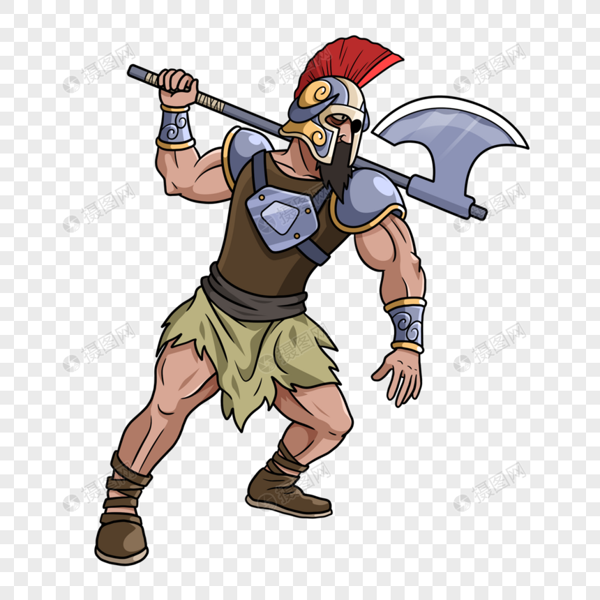 古罗马战斧战士卡通图片