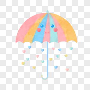 雨伞爱心雨滴蓝色绘画插图图片