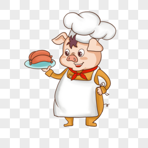 小猪厨师可爱卡通风格图片