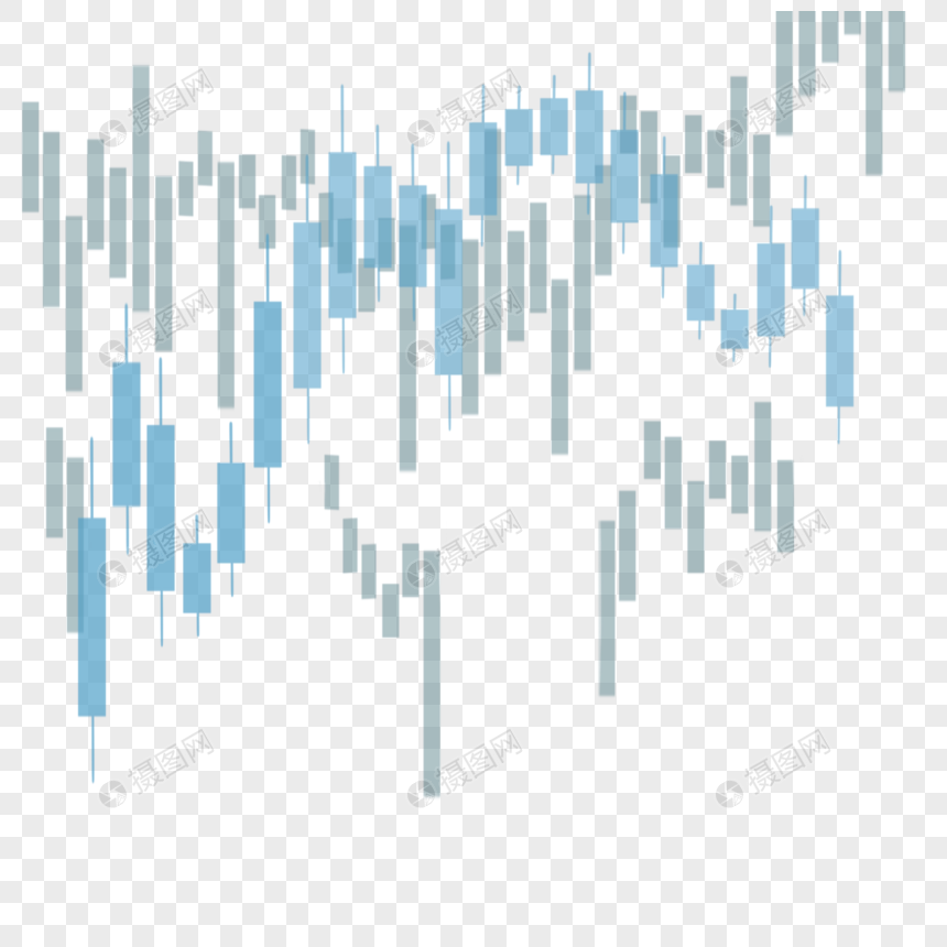 股票k线图上升趋势交易证券蓝色灰色蜡烛图图片
