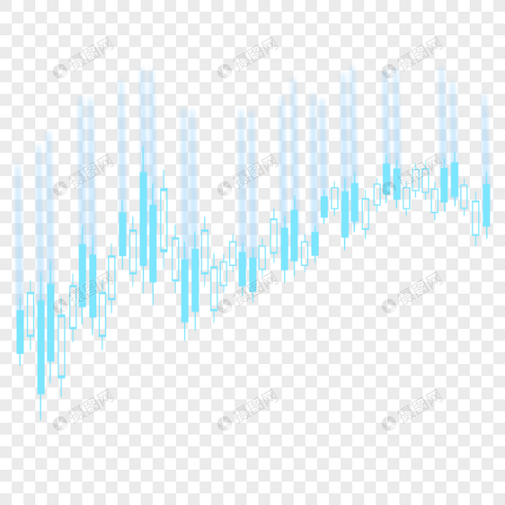 股票k线图上升趋势交易投资蓝色蜡烛图图片