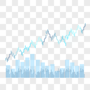 股票k线图上升趋势商业市场蓝色渐变蜡烛图图片