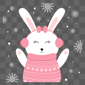 冬季兔子卡通风格圣诞节粉色图片