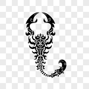 蝎子抽象黑白花纹图形高清图片