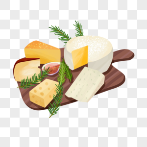 奶酪食物合集水彩风格图片
