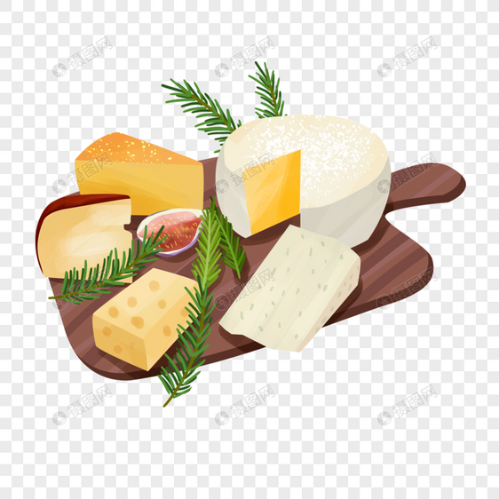 奶酪食物合集水彩风格图片