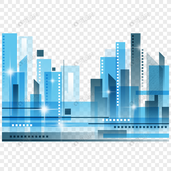 城市景观未来派城市缩影图片