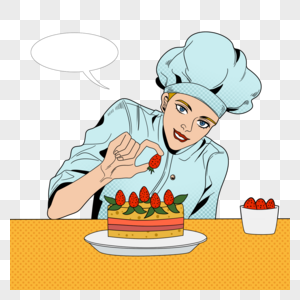 女厨师装饰蛋糕波普艺术图片