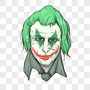 小丑可怕脸绿色头发卡通人物图片