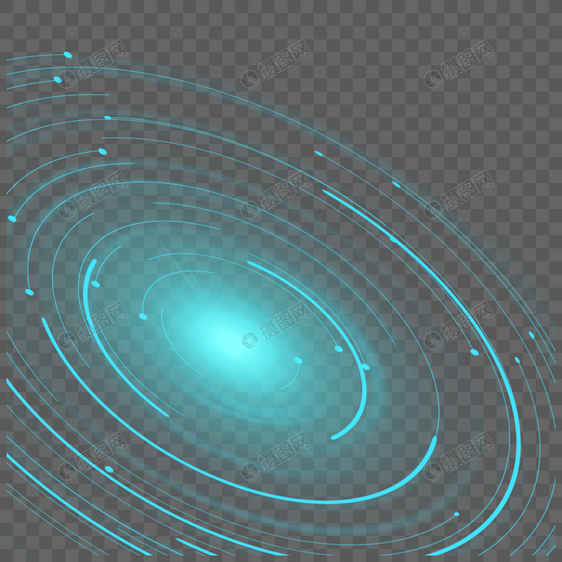 三维光纤抽象蓝色科技圆形光效图片