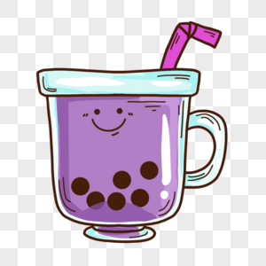 玻璃杯紫色奶茶珍珠杯图片
