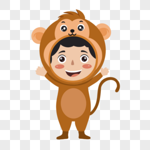 动物服装孩子穿着猴子角色扮演图片