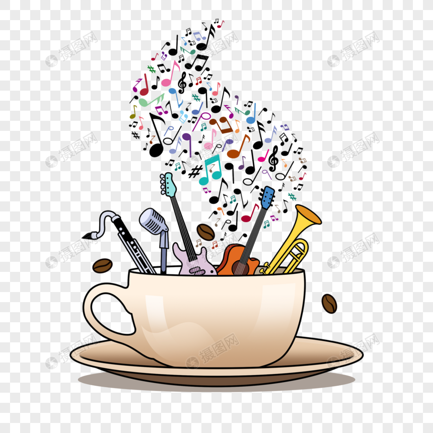 咖啡杯卡通插画彩色图片
