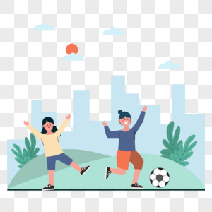 足球运动比赛城市儿童概人物插画图片
