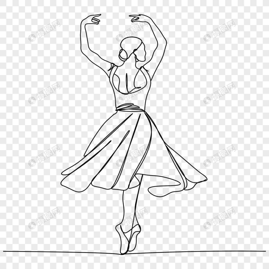 芭蕾舞演员线条画背影抽象