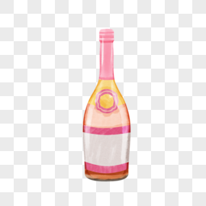 粉色水彩香槟玻璃瓶子图片