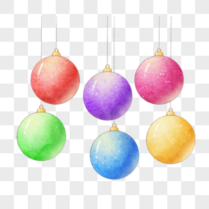 水彩彩色的圣诞装饰球图片