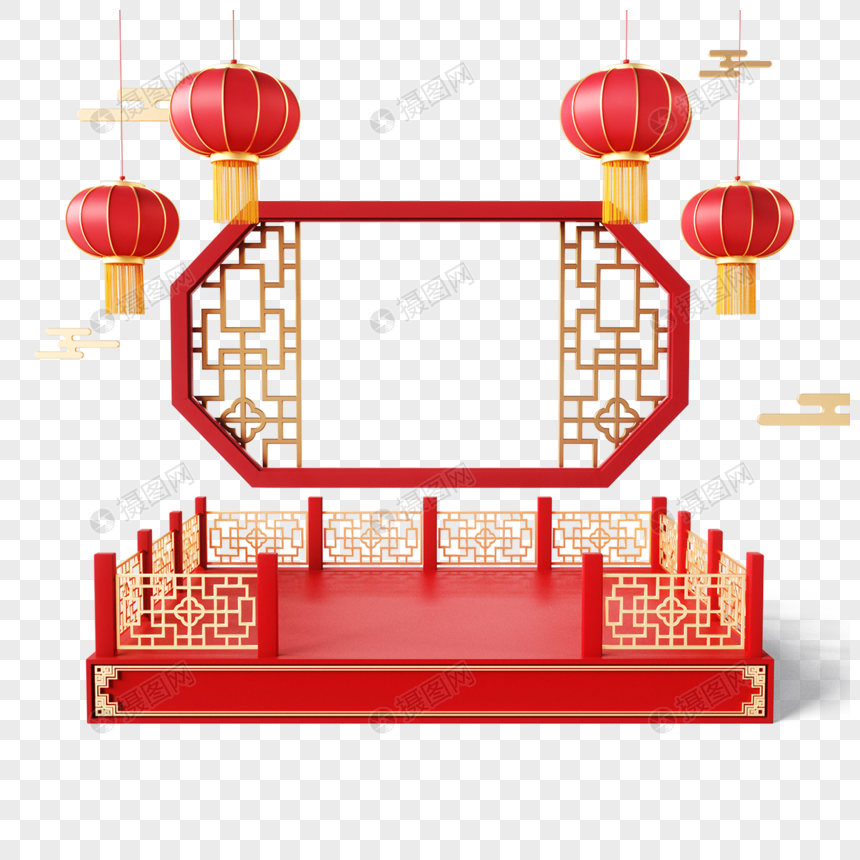 风格春节灯笼展台图片