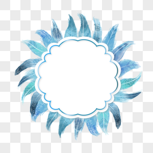 浅蓝水彩波西米亚风格羽毛边框图片