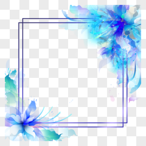 蓝色花朵紫色线条花卉光效抽象边框图片