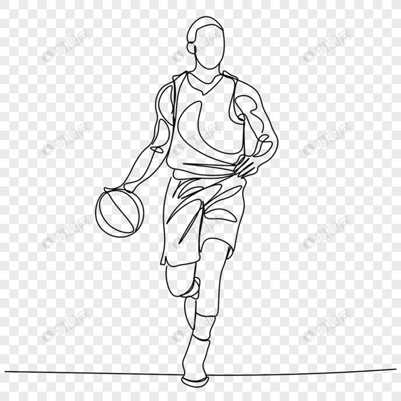 抽象线条画篮球少年图片
